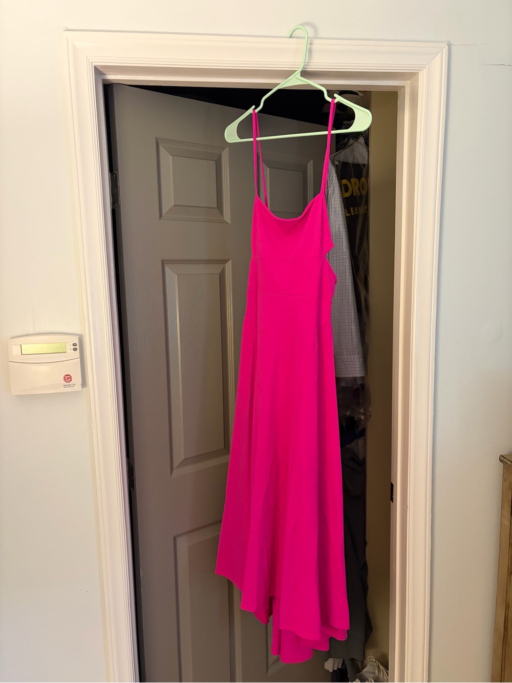 Susana Monaco Hot Pink Asymmetrical Spaghetti-Strap Maxi Dress